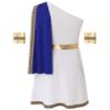 FEESHOW Men's One Shoulder Strap Ancient Greek Toga Dress Roman Senator Caesar Costume Robe for Halloween Blue Large view 4