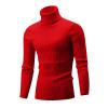 Mens Cable Knit Turtleneck Sweater Casual Soft Pullover Sweaters Twisted Knitted Slim Fit Long Sleeve Winter Jumper Red view 4