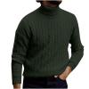 Mens Cable Knit Turtleneck Sweater Casual Soft Pullover Sweaters Twisted Knitted Slim Fit Long Sleeve Winter Jumper Army Green view 1