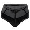 FEOYA Men Sissy Lace Panty with Bow Knot Crossdressing Transgender Lingerie Mesh Breathable Underwear Camel Toe Briefs Black M view 1