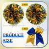 Hanaive 12 Inch Cheerleading Pom Poms and Large Cheerleader Hair Bow Large Metallic Cheer Cheerleader Pom Poms for Sports Team Spirit Cheering(Blue and Gold Mixed,Glitter) view 2