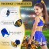 Hanaive 12 Inch Cheerleading Pom Poms and Large Cheerleader Hair Bow Large Metallic Cheer Cheerleader Pom Poms for Sports Team Spirit Cheering(Blue and Gold Mixed,Glitter) view 3