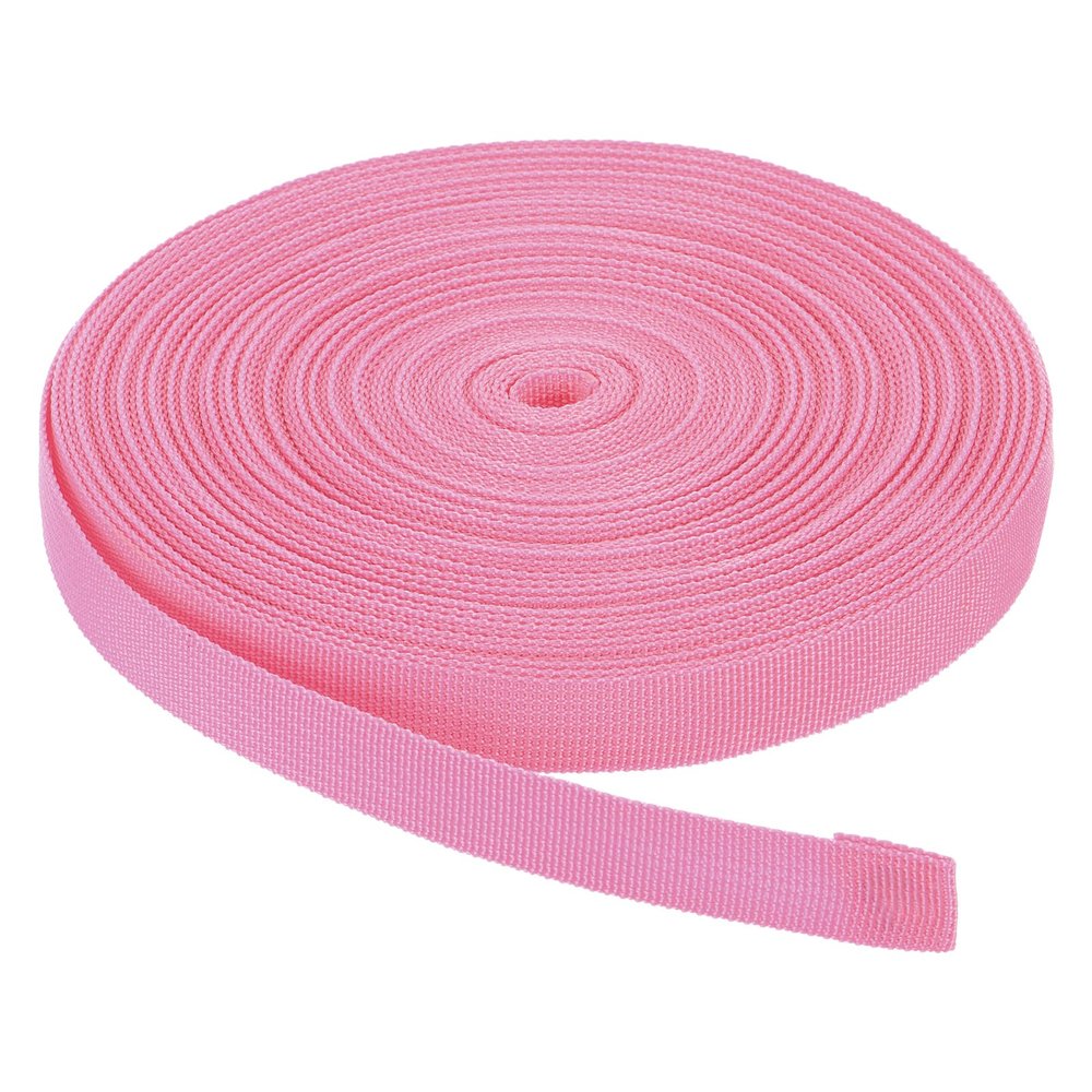 Rebower Nylon Webbing Strap, 50 Yards x 7/8 Inch Polypropylene Webbing Lightweight Strapping Backpack Band for DIY Gear Repair Outdoor Luggage Cargo Straps, Pink