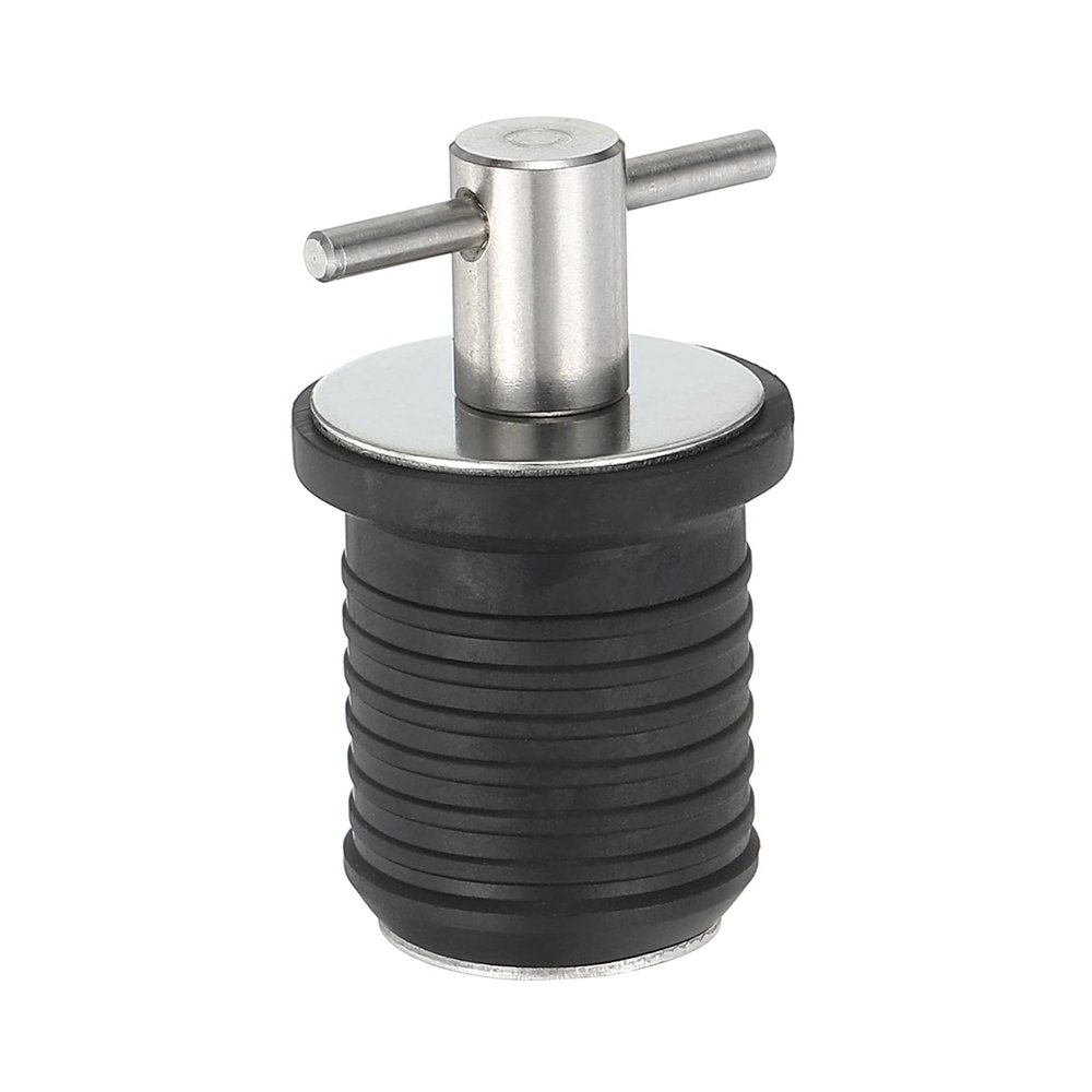 PATIKIL 1 Inch Boat Drain Plug, T Handle Stainless Steel Boat Plug Snap Drain Marine Twist Plug Rubber Plugs for Yachts Kayaks Marine Boat Drains