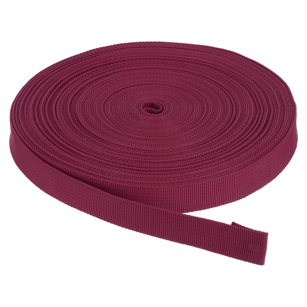 Rebower Nylon Webbing Strap, 50 Yards x 7/8 Inch Polypropylene Webbing Lightweight Strapping Backpack Band for DIY Gear Repair Outdoor Luggage Cargo Straps, Wine Red
