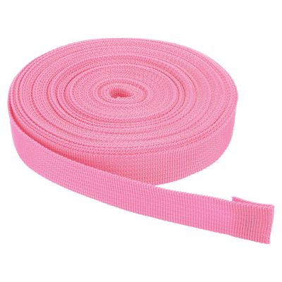 Rebower Nylon Webbing Strap, 10 Yards x 7/8 Inch Polypropylene Webbing Lightweight Strapping Backpack Band for DIY Gear Repair Outdoor Luggage Cargo Straps, Pink