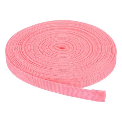 Rebower Nylon Webbing Strap, 25 Yards x 7/8 Inch Polypropylene Webbing Lightweight Strapping Backpack Band for DIY Gear Repair Outdoor Luggage Cargo Straps, Light Pink
