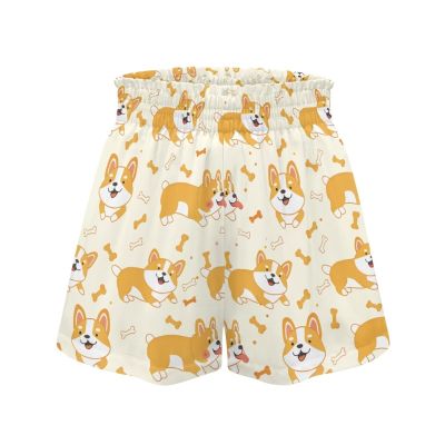 XXQGOMG Corgi Shorts for Girls Youth Girls Athletic Shorts High Waisted Yoga Shorts Lightweight Gym Shorts Suitable for School/Travel/Going Out Size 5-6