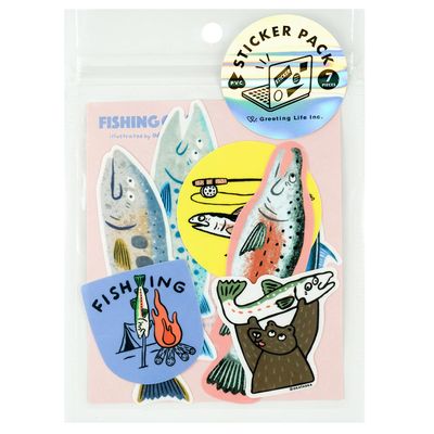 Okataoka Greeting Life Sticker Pack Fishing OKCK-46 Pink