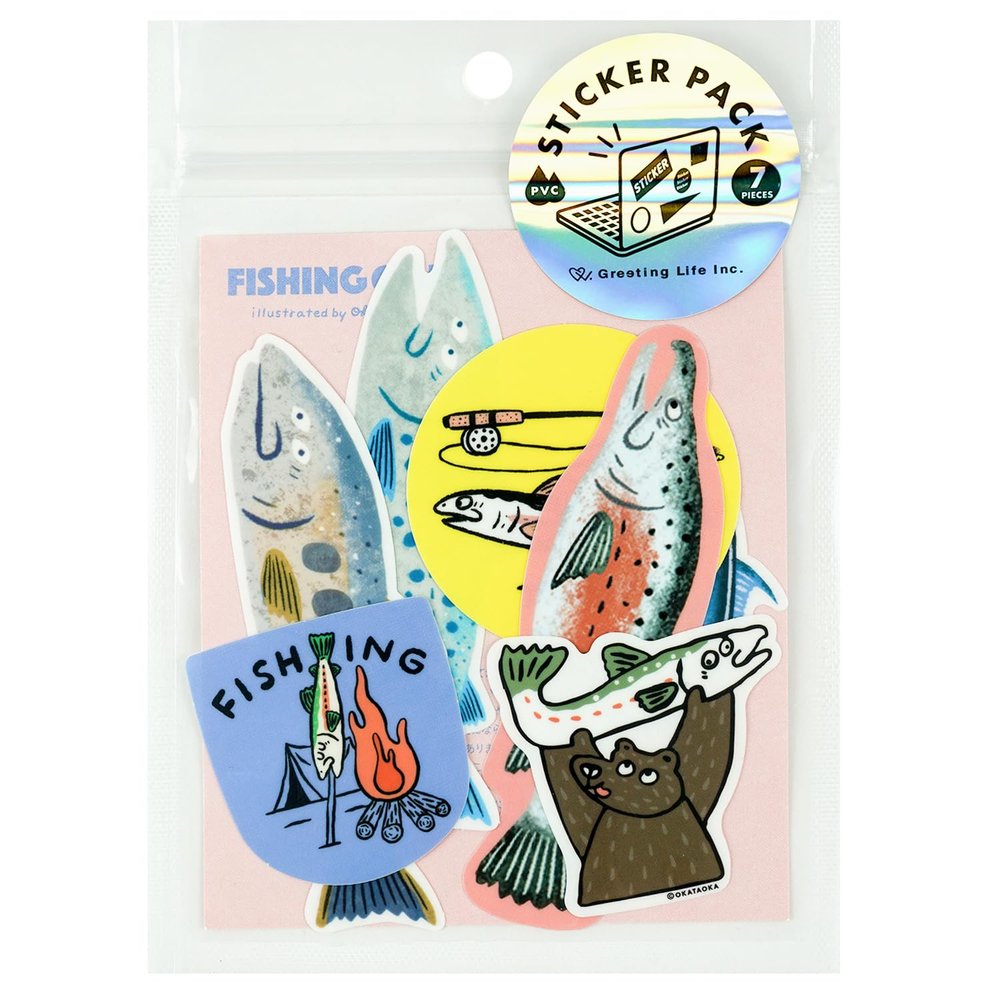 Okataoka Greeting Life Sticker Pack Fishing OKCK-46 Pink