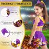 Hanaive 12 Inch Cheerleading Pom Poms and Large Cheerleader Hair Bow Large Metallic Cheer Cheerleader Pom Poms for Sports Team Spirit Cheering(Purple and Gold Mixed,Glitter) view 3
