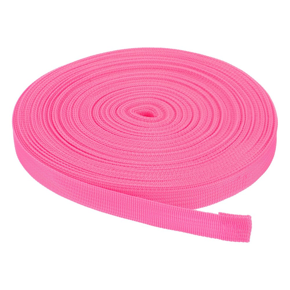 Rebower Nylon Webbing Strap, 50 Yards x 7/8 Inch Polypropylene Webbing Lightweight Strapping Backpack Band for DIY Gear Repair Outdoor Luggage Cargo Straps, Rose Pink