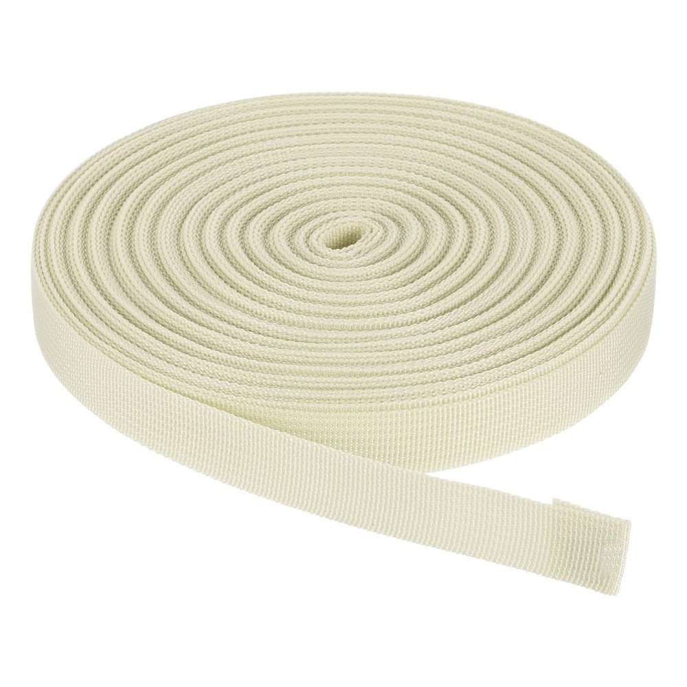Rebower Nylon Webbing Strap, 25 Yards x 7/8 Inch Polypropylene Webbing Lightweight Strapping Backpack Band for DIY Gear Repair Outdoor Luggage Cargo Straps, Light Beige