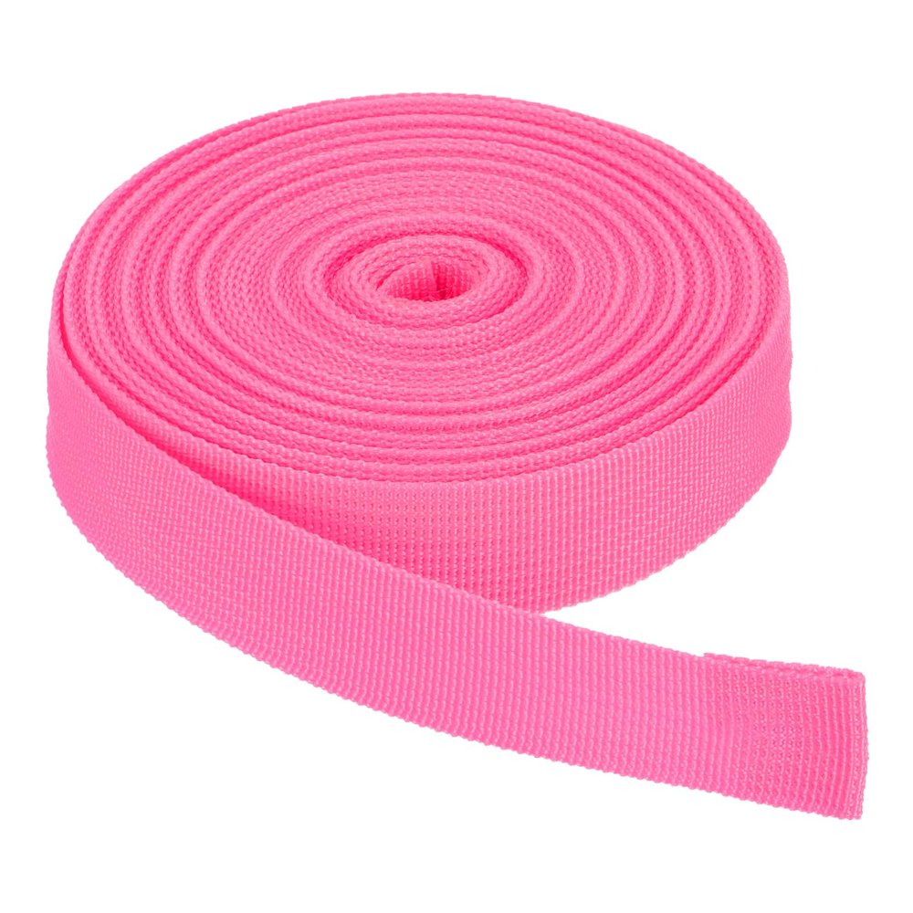 Rebower Nylon Webbing Strap, 10 Yards x 1 Inch Polypropylene Webbing Lightweight Strapping Backpack Band for DIY Gear Repair Outdoor Luggage Cargo Straps, Rose Pink