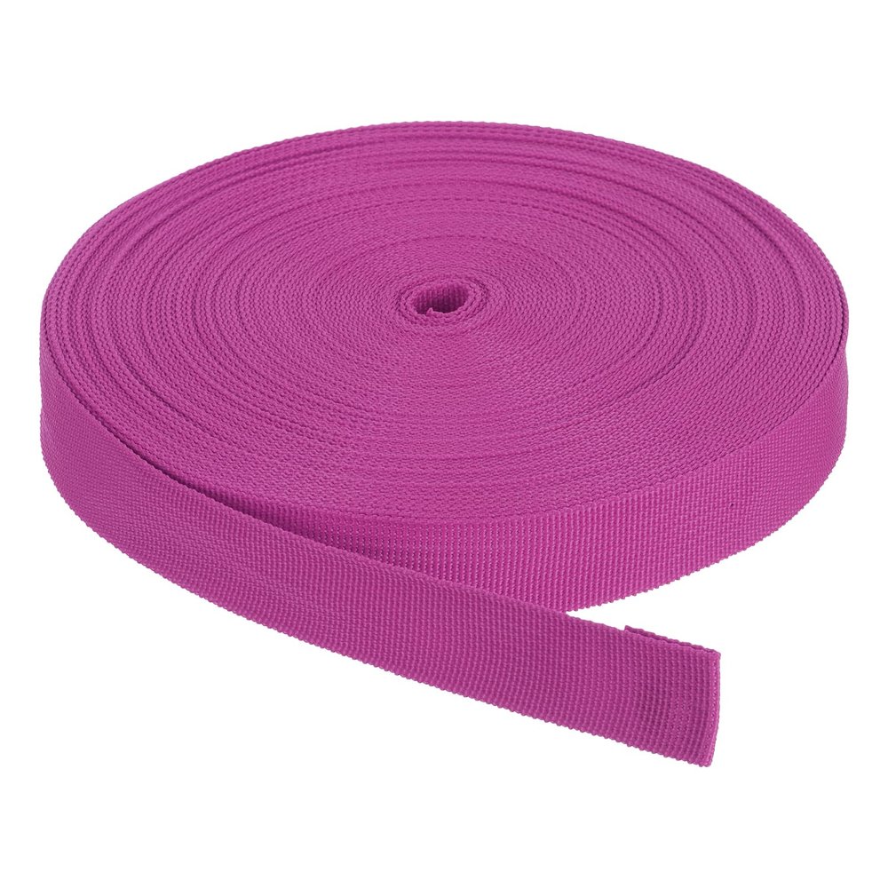 Rebower Nylon Webbing Strap, 25 Yards x 1 Inch Polypropylene Webbing Lightweight Strapping Backpack Band for DIY Gear Repair Outdoor Luggage Cargo Straps, Rose Red