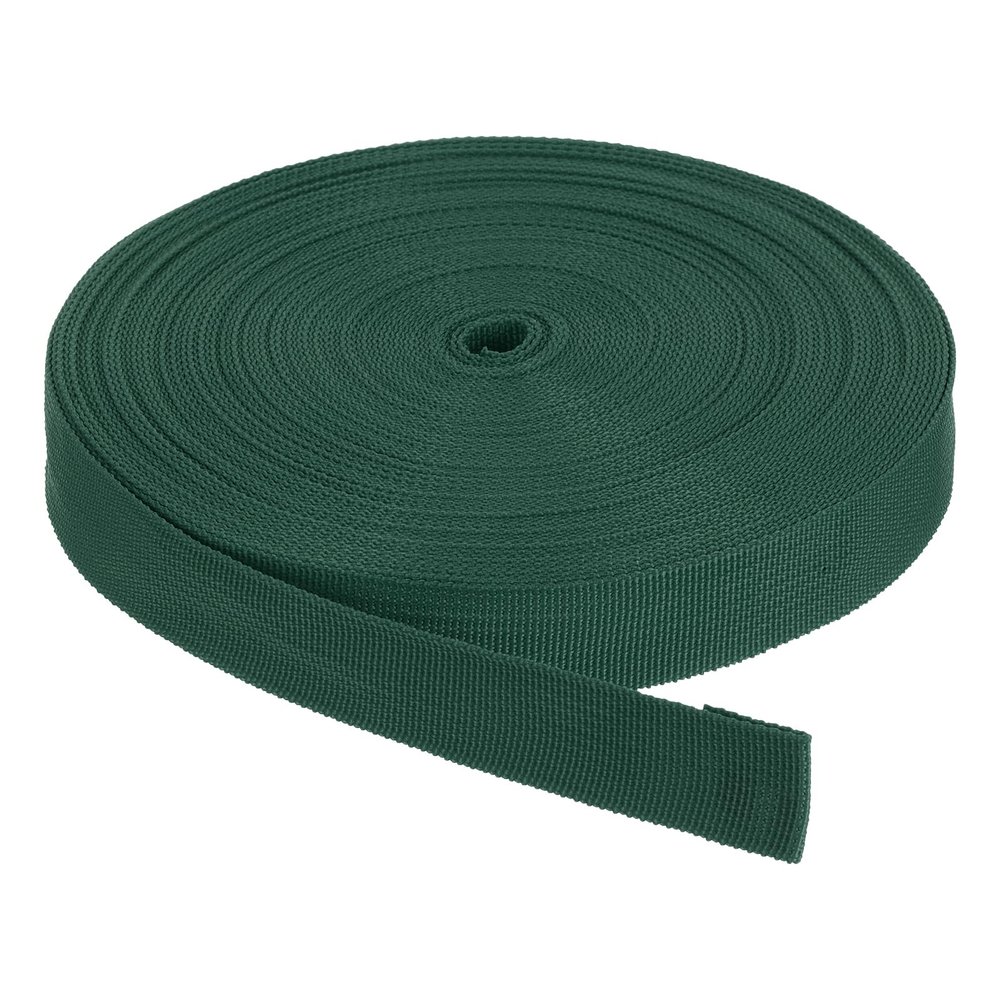 Rebower Nylon Webbing Strap, 50 Yards x 1 Inch Polypropylene Webbing Lightweight Strapping Backpack Band for DIY Gear Repair Outdoor Luggage Cargo Straps, Dark Green
