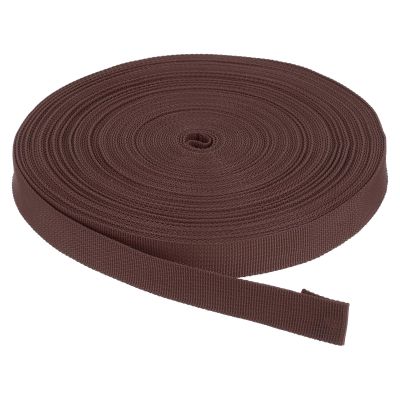 Rebower Nylon Webbing Strap, 25 Yards x 7/8 Inch Polypropylene Webbing Lightweight Strapping Backpack Band for DIY Gear Repair Outdoor Luggage Cargo Straps, Deep Brown