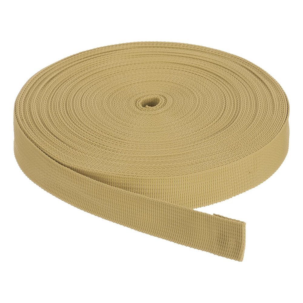 Rebower Nylon Webbing Strap, 25 Yards x 1 Inch Polypropylene Webbing Lightweight Strapping Backpack Band for DIY Gear Repair Outdoor Luggage Cargo Straps, Khaki