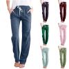 Lmdudan Cotton Linen Pants for Women Drawstring Elastic Waist Trousers Fashion Solid Color Lounge Vacation Pants with Pockets view 1