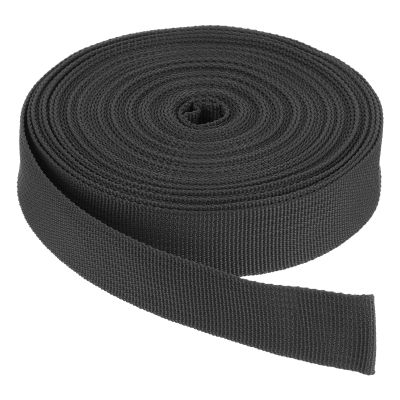 Rebower Nylon Webbing Strap, 10 Yards x 1 Inch Polypropylene Webbing Lightweight Strapping Backpack Band for DIY Gear Repair Outdoor Luggage Cargo Straps, Black
