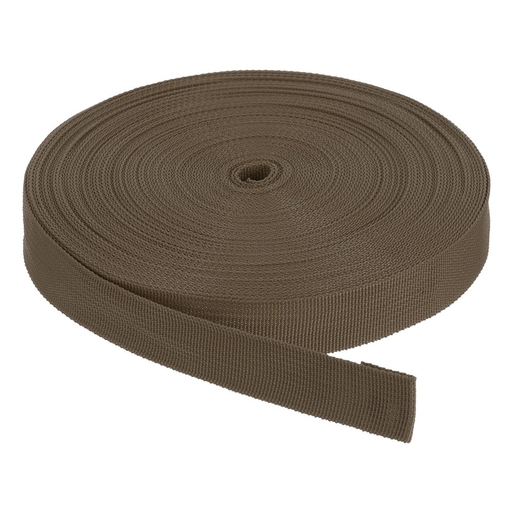 Rebower Nylon Webbing Strap, 50 Yards x 1 Inch Polypropylene Webbing Lightweight Strapping Backpack Band for DIY Gear Repair Outdoor Luggage Cargo Straps, Coffee