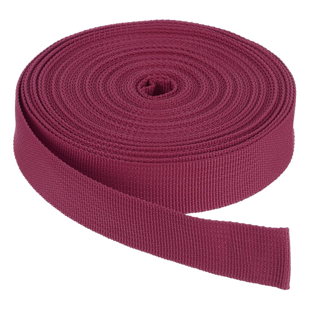 Rebower Nylon Webbing Strap, 10 Yards x 1 Inch Polypropylene Webbing Lightweight Strapping Backpack Band for DIY Gear Repair Outdoor Luggage Cargo Straps, Wine Red