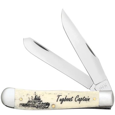 Case XX WR POCKET KNIFE, TUGBOAT CAPTAIN NATURAL BONE TRAPPER, 4 1/8 INCHES CLOSED, ITEM #1067692