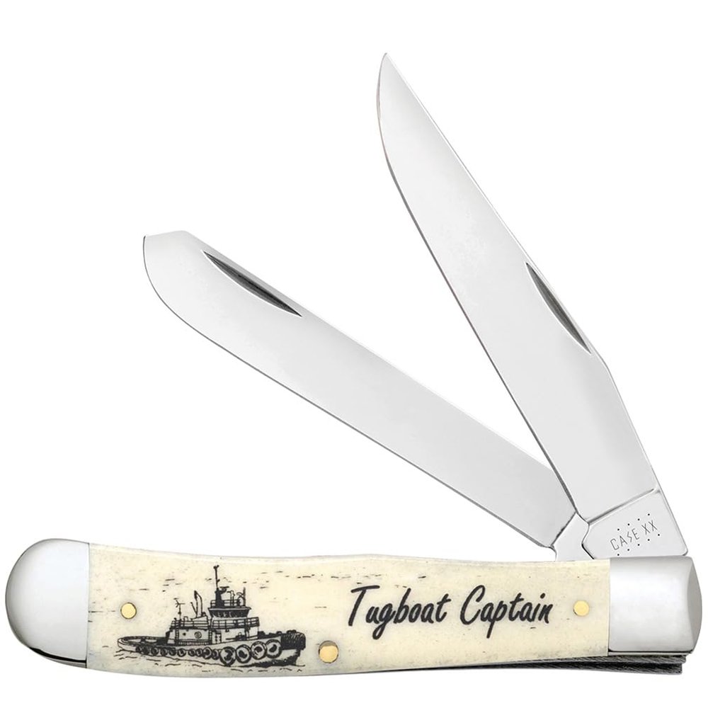 Case XX WR POCKET KNIFE, TUGBOAT CAPTAIN NATURAL BONE TRAPPER, 4 1/8 INCHES CLOSED, ITEM #1067692
