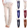 Lmdudan Cotton Linen Pants for Women Drawstring Elastic Waist Trousers Fashion Solid Color Lounge Vacation Pants with Pockets view 1