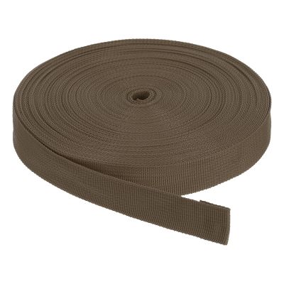 Rebower Nylon Webbing Strap, 25 Yards x 1 Inch Polypropylene Webbing Lightweight Strapping Backpack Band for DIY Gear Repair Outdoor Luggage Cargo Straps, Coffee