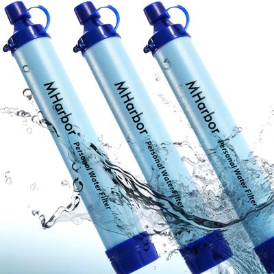 3 Pack MHarbor Personal Water Filter Straw, Portable Outdoor Emergency Survival Gear for Hiking, Camping, Travel, Hunting & Fishing