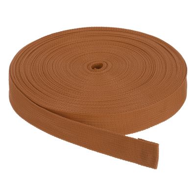 Rebower Nylon Webbing Strap, 25 Yards x 1 Inch Polypropylene Webbing Lightweight Strapping Backpack Band for DIY Gear Repair Outdoor Luggage Cargo Straps, Brown
