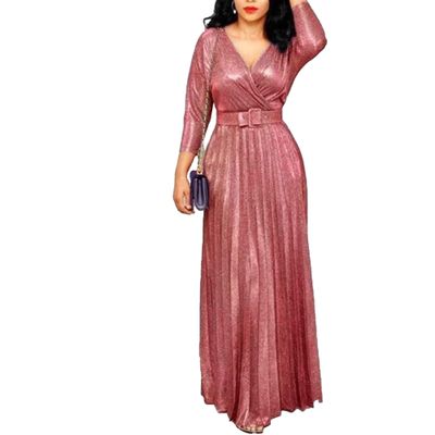 NineFit Basics Business Casual Shirt Dress for Women Ruffle Flowy Shirt Dress Long Sleeves A Line Pleated Midi Dresses with Belt (XX-Large,Red)