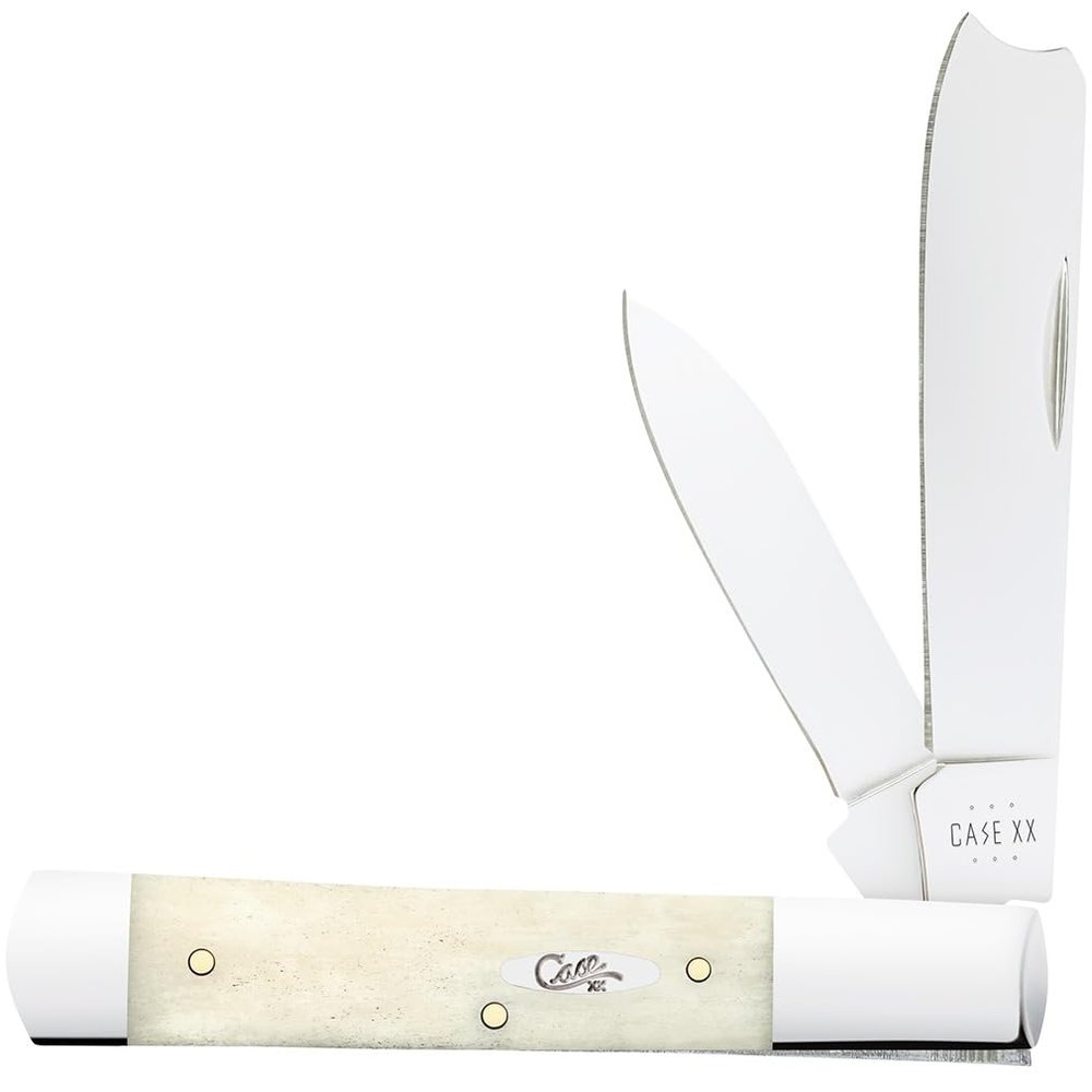 Case XX WR POCKET KNIFE, RAZOR SMOOTH NATURAL BONE - OVAL SHIELD, 3 7/8 INCHES CLOSED, ITEM #22698