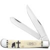 Case XX WR POCKET KNIFE, KNEELING POLICEMAN SMOOTH NATURAL BONE TRAPPER, 4 1/8 INCHES CLOSED, ITEM #144513 view 1