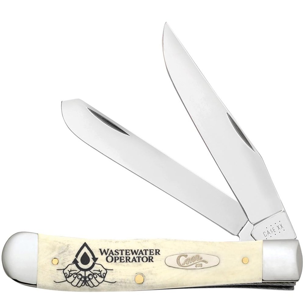 Case XX WR POCKET KNIFE, WASTEWATER OPERATOR NATURAL BONE TRAPPER, 4 1/8 INCHES CLOSED, ITEM #144511
