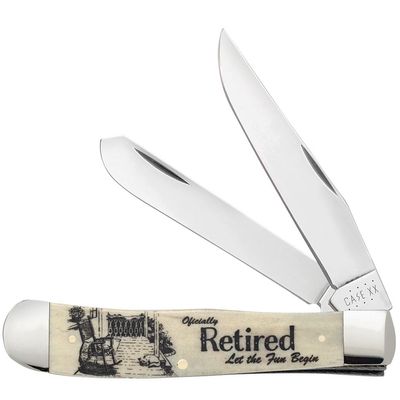 Case XX WR POCKET KNIFE, OFFICIALLY RETIRED NATURAL SMOOTH BONE TRAPPER, 4 1/8 INCHES CLOSED, ITEM #1067683