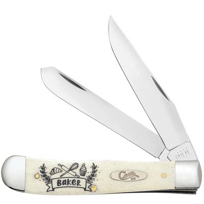 Case XX WR POCKET KNIFE, BAKER NATURAL SMOOTH BONE TRAPPER, 4 1/8 INCHES CLOSED, ITEM #144512