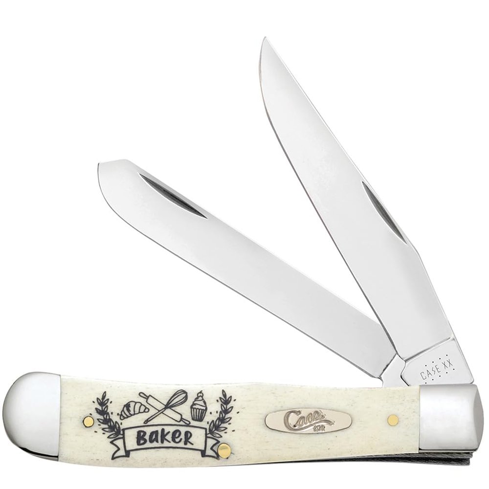 Case XX WR POCKET KNIFE, BAKER NATURAL SMOOTH BONE TRAPPER, 4 1/8 INCHES CLOSED, ITEM #144512