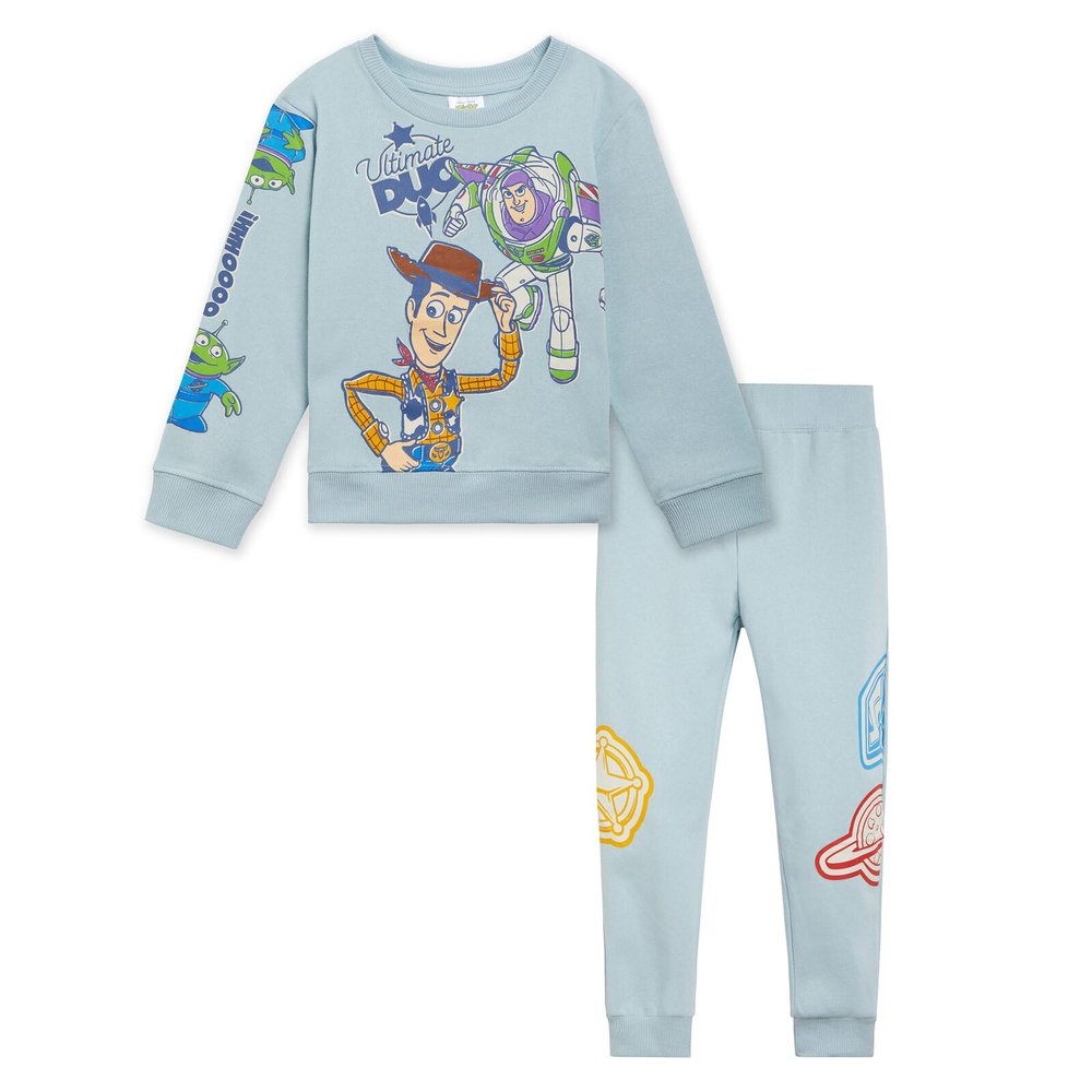 Disney Toy Story Woody Buzz Lightyear Alien Toddler Boys Fleece Sweatshirt and Jogger Pants Outfit Set Pale Blue 5T