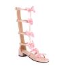 Womens Knee High Gladiator Sandals Bow Open Toe Summer Buckle Dressy Boots Back Zipper Low Heel Sandals view 1