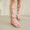 Womens Knee High Gladiator Sandals Bow Open Toe Summer Buckle Dressy Boots Back Zipper Low Heel Sandals view 2