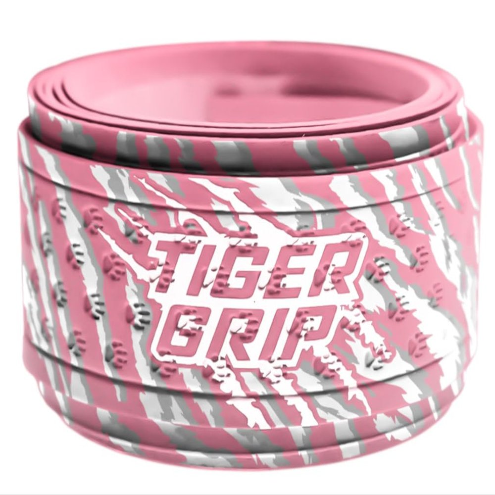 Tiger Grips Baseball Softball Bat Grip Tape - 0.5mm - Pink Ribbon(Pink,White Gray)