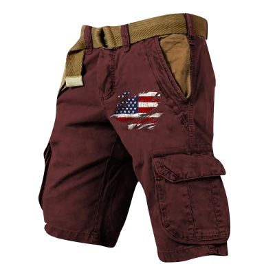 FONMA Cargo Shorts for Men 2025 Casual Outdoor Tactical Shorts SolidPatriotic Printed Distressed Washed Military Pants
