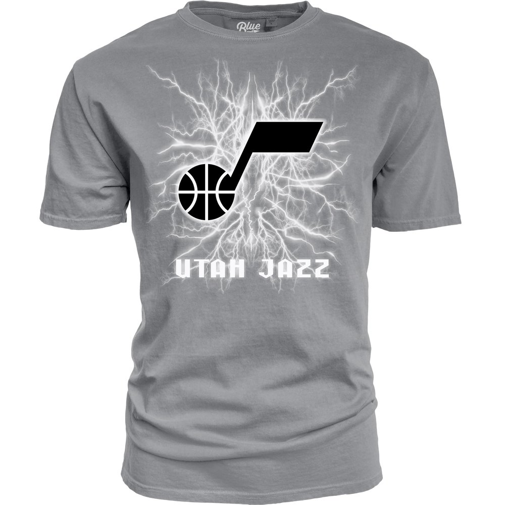 Blue 84 Utah Jazz NBA Officially Licensed Youth T-Shirt Ringspun Electric Gray, Large