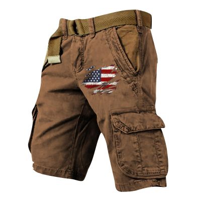 FONMA Cargo Shorts for Men 2025 Casual Outdoor Tactical Shorts SolidPatriotic Printed Distressed Washed Military Pants