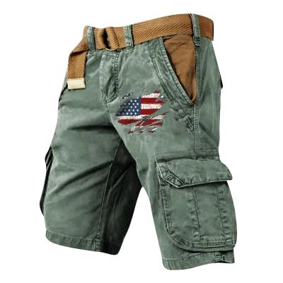 FONMA Cargo Shorts for Men 2025 Casual Outdoor Tactical Shorts SolidPatriotic Printed Distressed Washed Military Pants