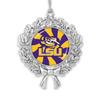 From the Heart LSU Wreath Ornament with Peppermint Swirl Team Logo Silver Metal Tree Decoration UA view 1