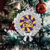 From the Heart LSU Wreath Ornament with Peppermint Swirl Team Logo Silver Metal Tree Decoration UA view 2