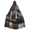 QASNLU Tower Bridge in London print Halloween hooded cape decoration cape costumes for witches, Mardi Gras, Christmas, Black view 1